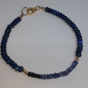 Sapphire 3.7 carats/ jasper/ 24 k gold bracelet